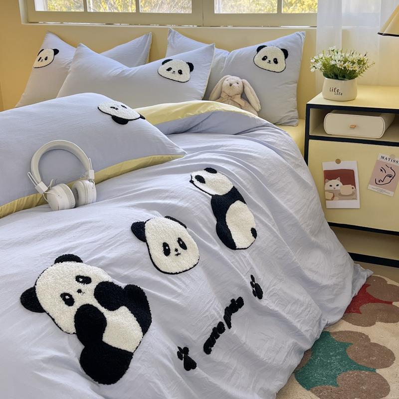 新款超柔水无品牌/洗卡毛巾绣棉用床上用品四件套学生宿家舍通可