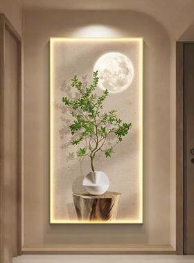 现代玄关壁装饰YFQ画影绿氛围感植发光画走廊过道小清光新挂画LED