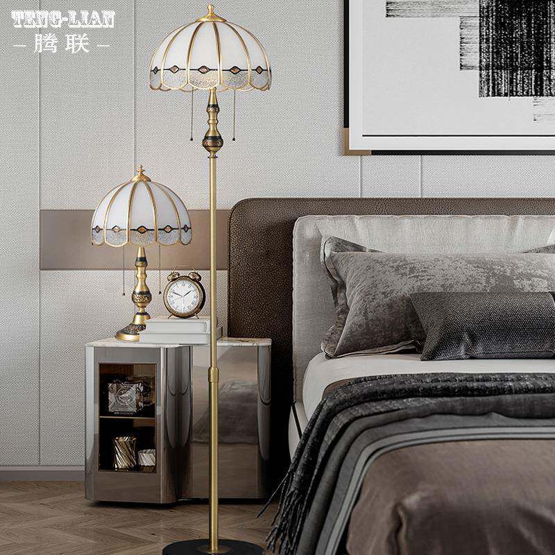 美式复古铜落室地式灯欧式简约卧床头台灯落地灯6690复全楼客厅书