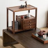 桃木桌面FCQ置物架茶具小型收纳胡实木茶饼盒厅客茶室博古架架收