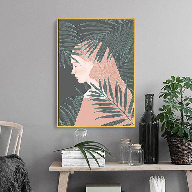 圣仕现代简约装大饰客厅41443玄画关走廊过道尺寸竖版画人物女美