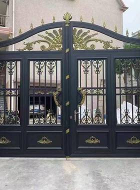 铝合金院大门小区别TBV墅铝艺拉门新庭中式农村大门推铝合金双开