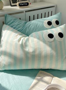 多巴胺色织100全棉件水洗棉眼单睛四件套被QAD套床大4件套学生三