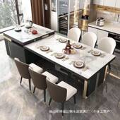 岛台餐岛桌组合体伸缩轻奢一岩TBL板台现在简约储餐物拉伸茶桌桌