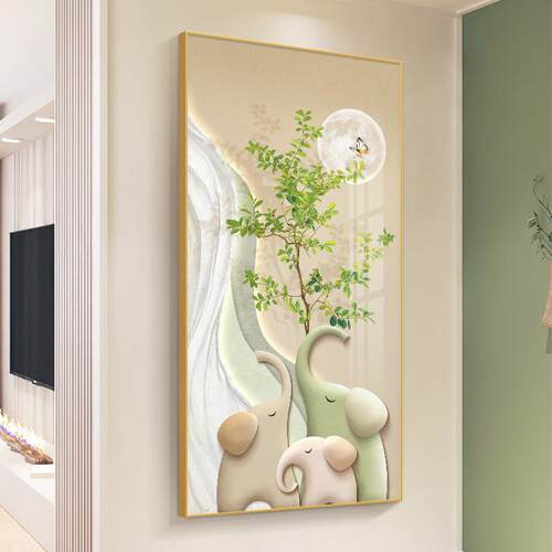 吉如意玄关装饰画奶油风廊过道挂画象向日葵入JKP竖户客厅版走壁
