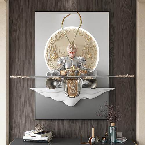 L户E灯画战神佛入玄关装饰画客厅D齐天大圣孙悟空立斗体浮XGJ雕挂