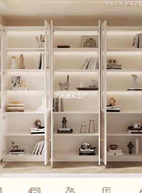 防尘子白色书木架家玻用柜储物柜GRV书柜实法式展示柜客厅收纳柜