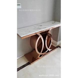 奢玄关台玄关柜子现代大理石关桌IVE靠墙不锈钢玄长条轻案台