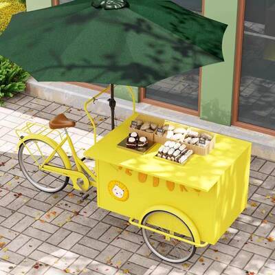 商用促销三轮车摆网VMT红小摊美食街小推车夜市地摊车吃可移动餐