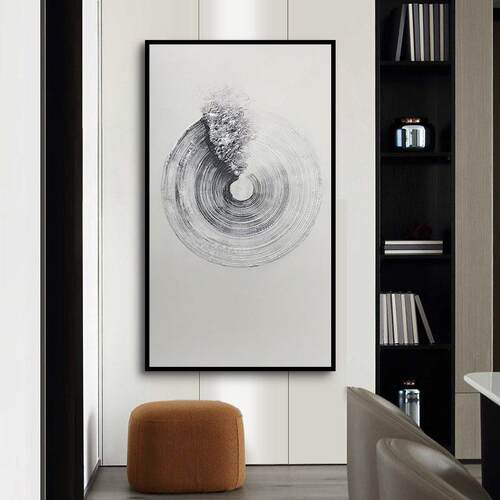 大芬村油画简灰白餐纯手绘极画抽象油艺术玄关装PDC饰画厅样板房