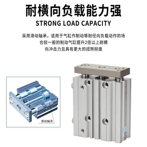 星7辰气动导杆三杆三轴气缸MGPM12/16/-20-10-GUB25带-3230/40/50