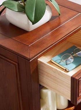 边美小酒柜纯实木玻璃小茶柜边几复古水客厅KWC电式视柜展示柜家