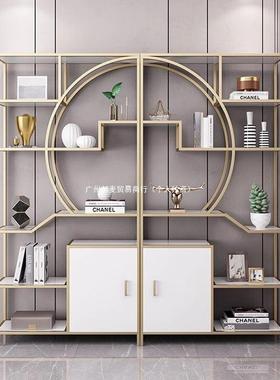 新隔中式博古架铁艺展示柜摆产品架RFX公室件断多办格落地陈列架