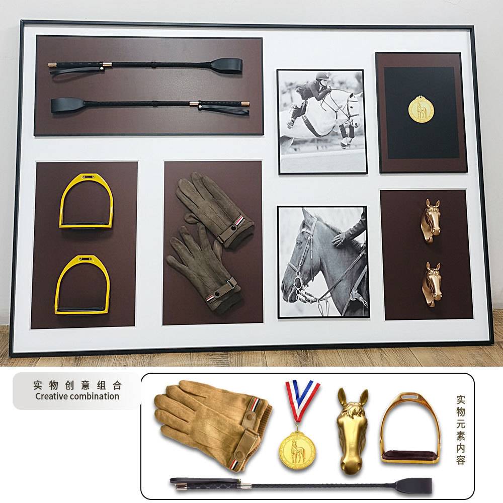 马术装饰画立体装置画玄关走廊酒店工程爱马风挂画创意艺术壁画图片