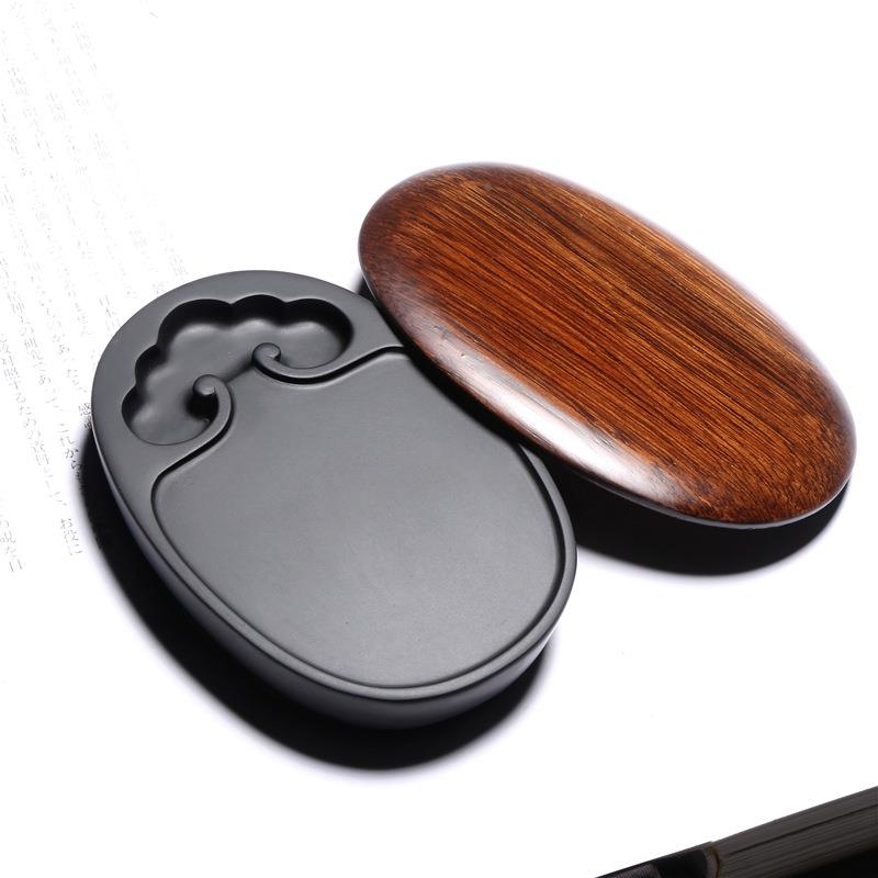 非遗歙砚/事如无品牌/意/老坑砚台天书然原石尾法绘万画磨墨黑龙