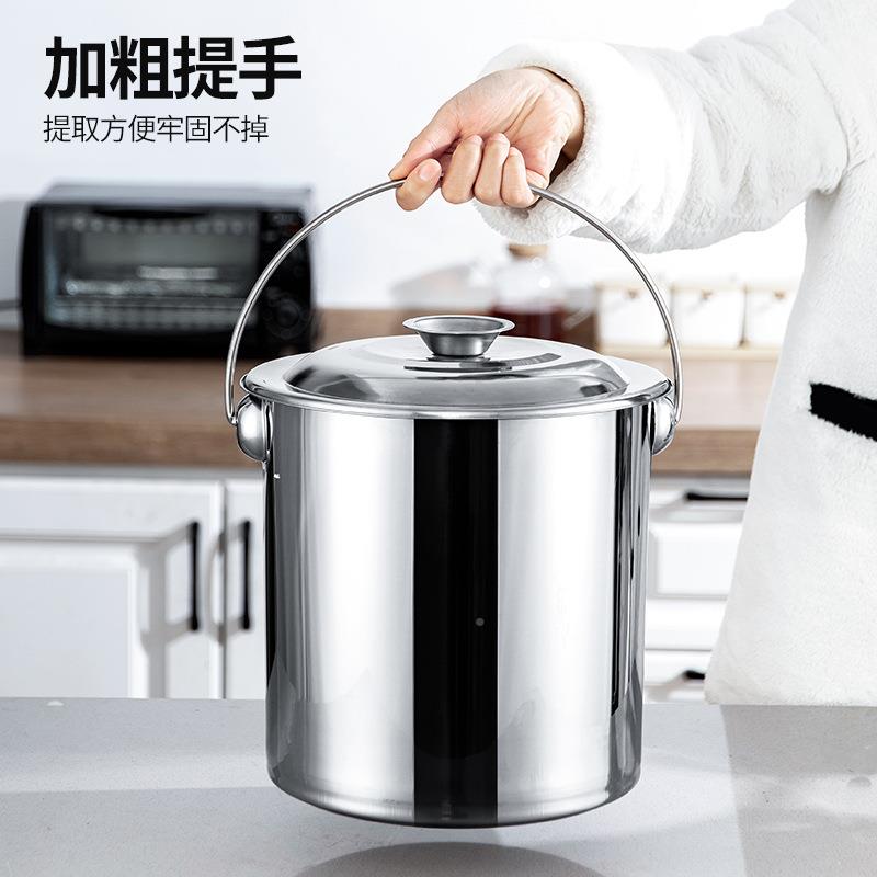 IIS铁油桶汤提桶提式圆桶水桶储水家用幼手儿园带盖桶饭桶
