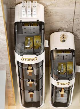 免缝安装抽屉式夹柜缝卫生间边置物架塑料储FJO物缝柜多层带轮窄