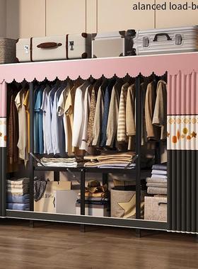 用折叠简易衣柜家用PRZ卧室免安装衣橱布户型全钢架结小实耐出租