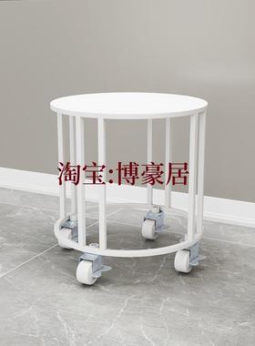 简FJD约花落地式客厅形圆铁艺花架鱼缸架地面盆架带轮可移动置物