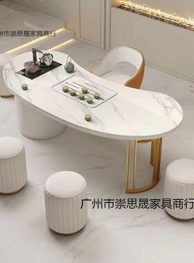 代岩板轻岩小户简约现客厅泡茶VBX家用阳台桌椅奢办公室组型合茶