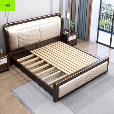 实木床中式代简软包床现代约新式中简约现紫金檀木OKM高档床储物