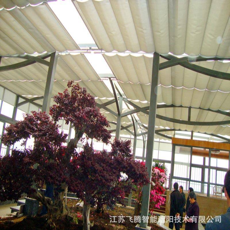 璃花房花棚电动遮阳天棚帘家隔热遮光天蓬帘防支晒YJS网厂持玻安