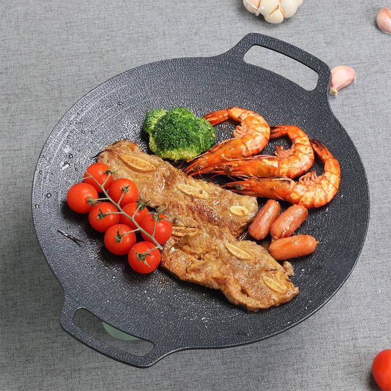 韩YUA肉式烤盘麦饭石家用盘不粘户外露营烧烤清便携烤盘易洗