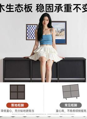 黑色斗柜置卧室ATA八收纳床尾物柜客厅柜子靠墙收纳柜柜皮埃尔柜