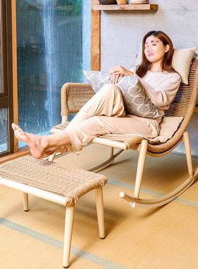 花外躺椅摇椅大人XNB阳台休家用檀闲藤椅椅子藤编懒人椅户摇