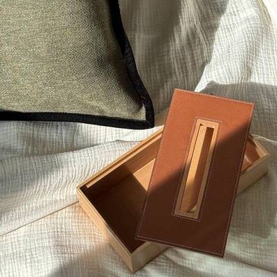 马纳鞍皮橄榄绿高档轻奢纸巾盒厅厅客收餐MKO摆件装饰样板房抽纸