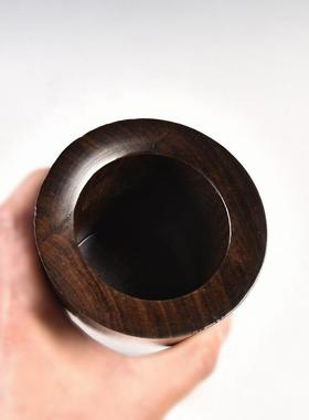 创意时尚可爱笔筒素TFB面办实木美复古质木化妆刷式桌面收纳盒公