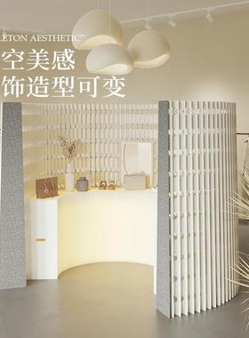 十纸办公室屏风展高隔断折叠推拉移八动墙轻DFE孔风琴纸墙商用会