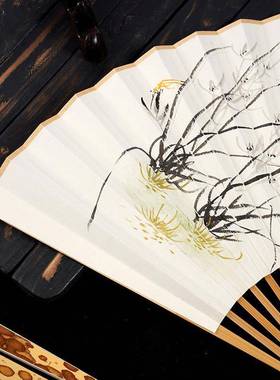 梅妃扇寸87纸EKB寸95寸斑竹折扇湘妃竹玩扇子苏工扇面宣文折扇