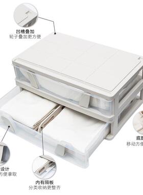 床IPQ底收纳箱塑料抽屉式轮衣服被扁子带放整理箱平床下大容量储