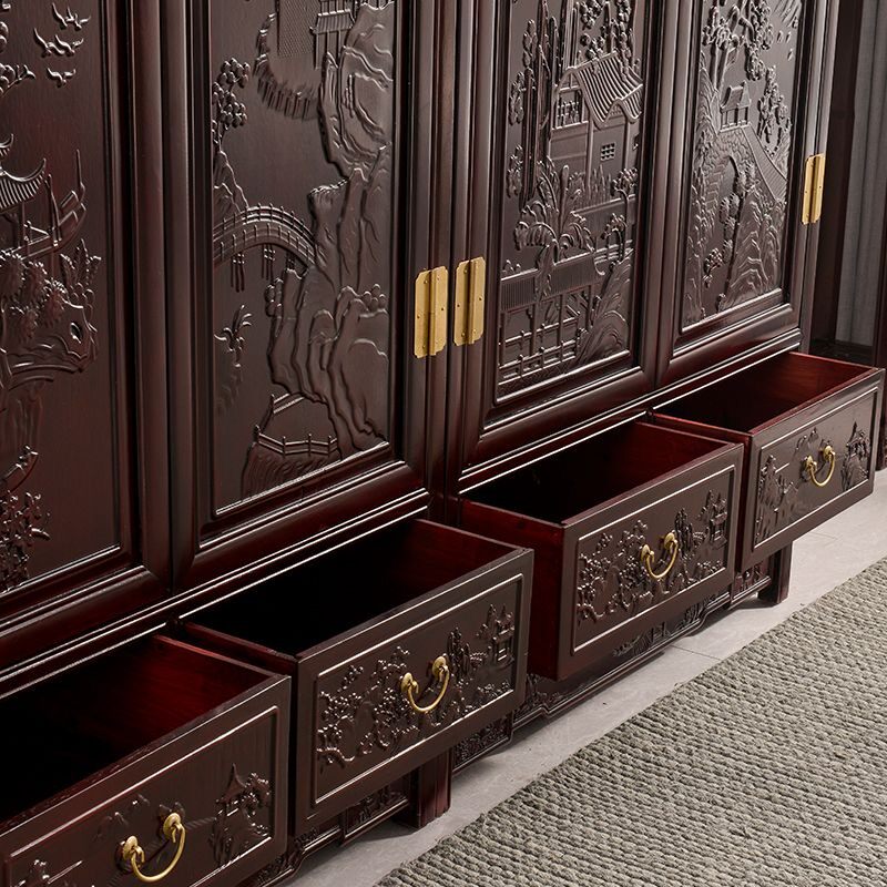 卧室定制加高顶箱柜顶柜实木雕花中式衣柜顶部收纳柜吊柜菠萝格木