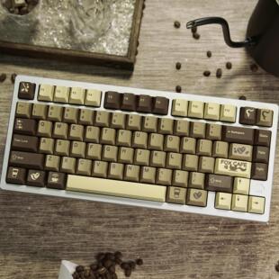 DMK寂静咖啡主题原厂高度PBT五面热升华机械键盘键帽客制化大全套
