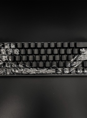 浮世绘黑色键帽原厂侧刻热升华适配atk68美加狮MAD60-68机械键帽