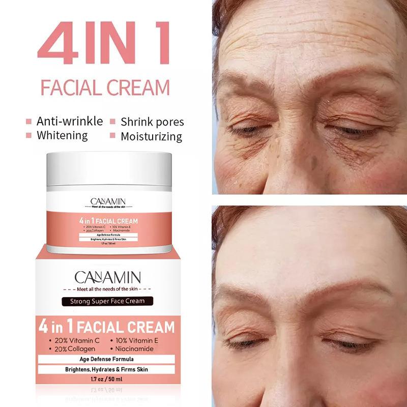 跨境保湿面霜4 in 1 FACIAL CREAM小分子胶原蛋白填充紧致滋润