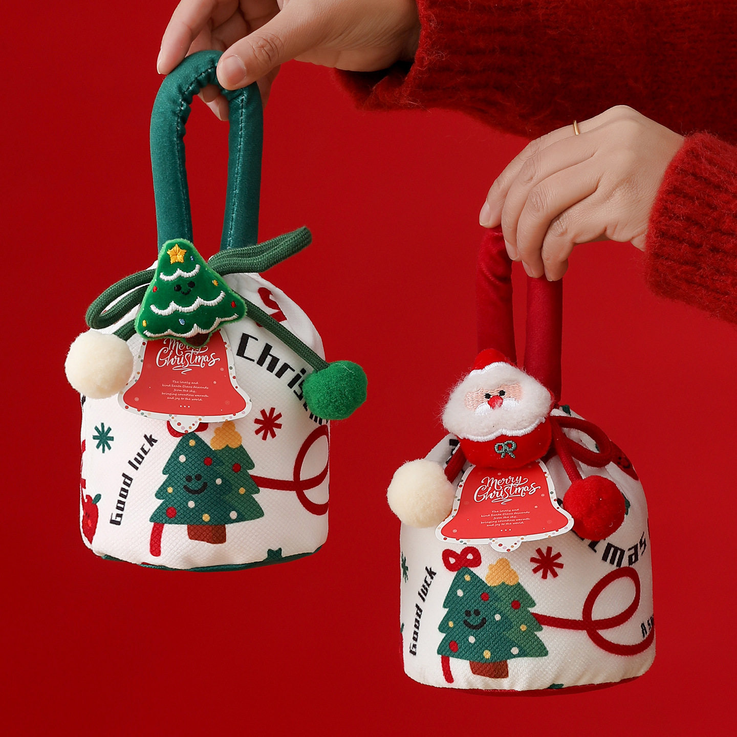 2025新款圣诞礼物苹果包装袋平安夜平安果礼品袋子儿童手提糖果袋