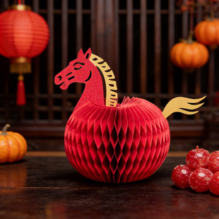 新年布置2026新款春节生肖折纸马喜庆桌面福字摆饰马年摆件装饰品