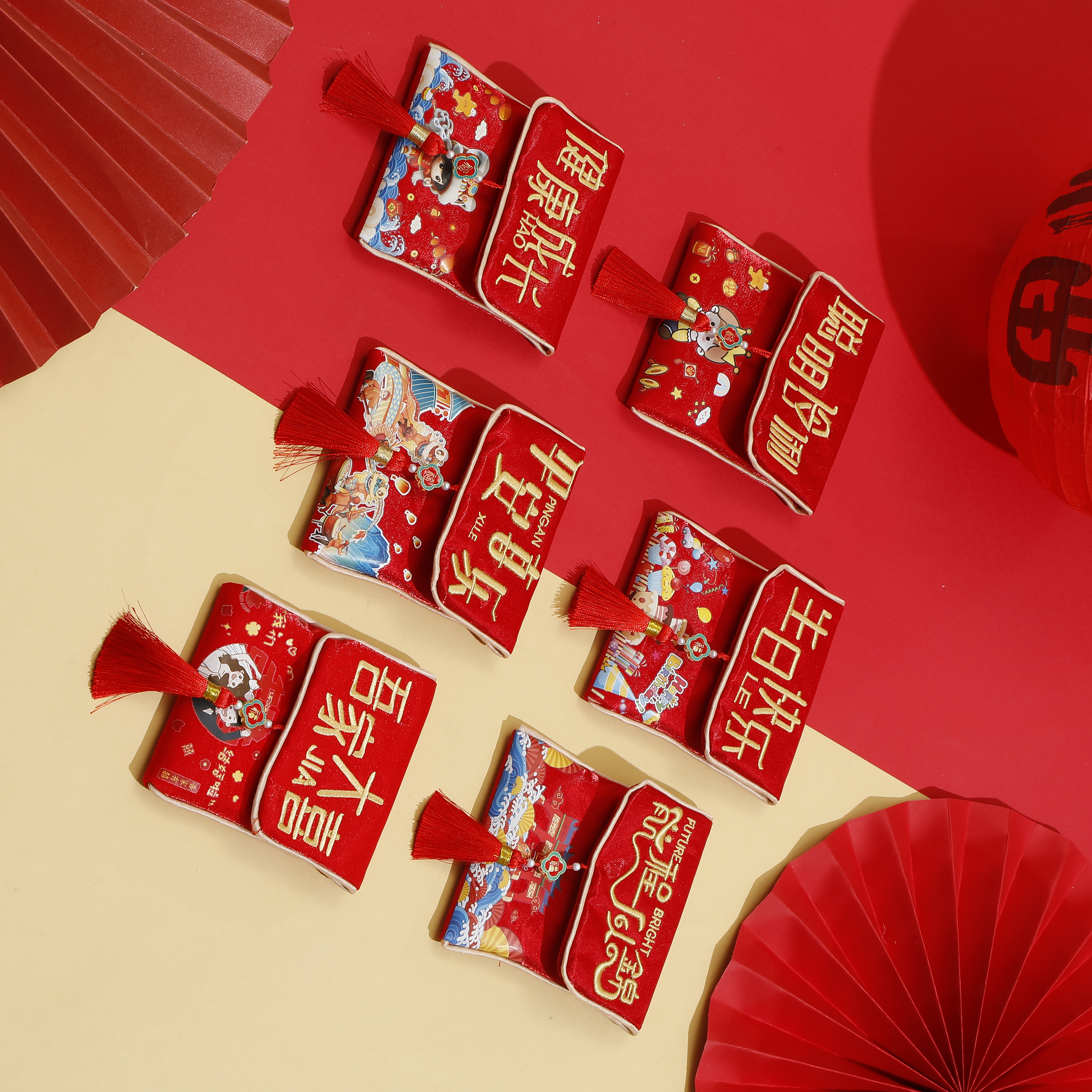 平安喜乐2026年马年生日周岁满月红包袋金榜题名布艺刺绣新年福袋