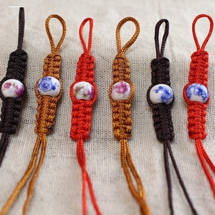 手工编制青花瓷壶绳功夫茶道配绳紫砂壶盖绳子茶壶系壶绳茶杯绑绳