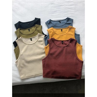 Round neck slim fit sleeveless top for woman圆领修身无袖上衣