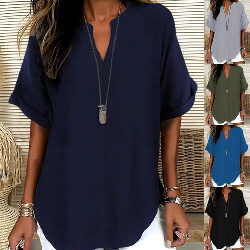 宽松纯色时尚休闲衬衫女Loose solid color women's casual shirt