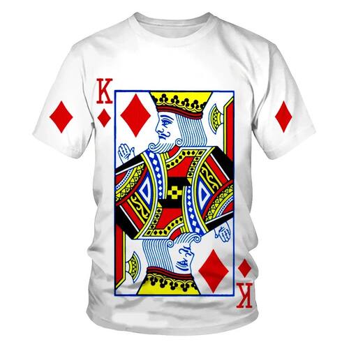 3D digital printed poker slim fit top3D数码印花扑克修身T恤男