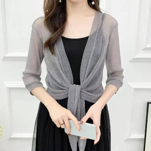 Solid color shawl jacket breathable tops纯色披肩外套透气上衣