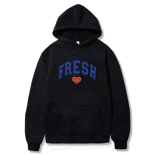 Letter printed long sleeved fleece hoodi字母印花长袖加绒卫衣