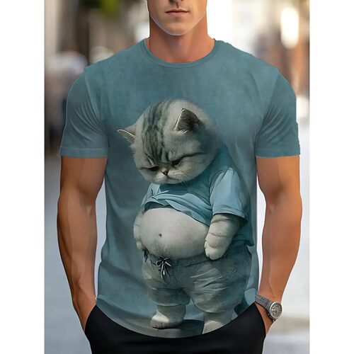 3D Printed Anime Loose Shoulder T-shirt3D印花动漫宽松落肩T恤