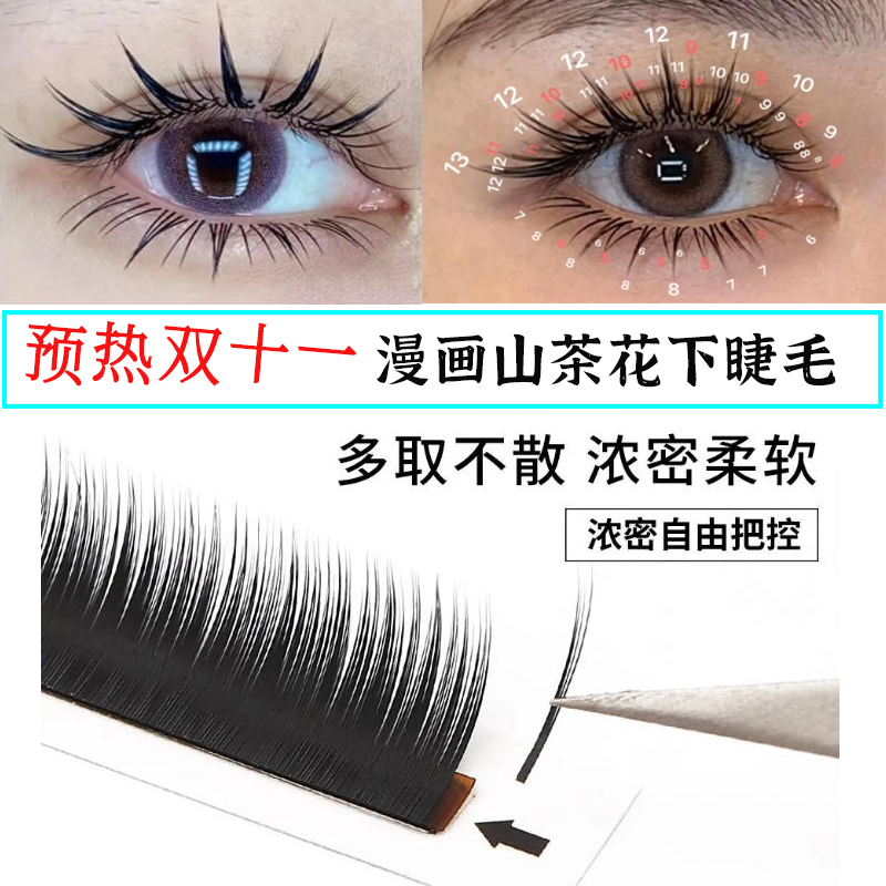 漫画山茶花下睫毛美睫专用单根