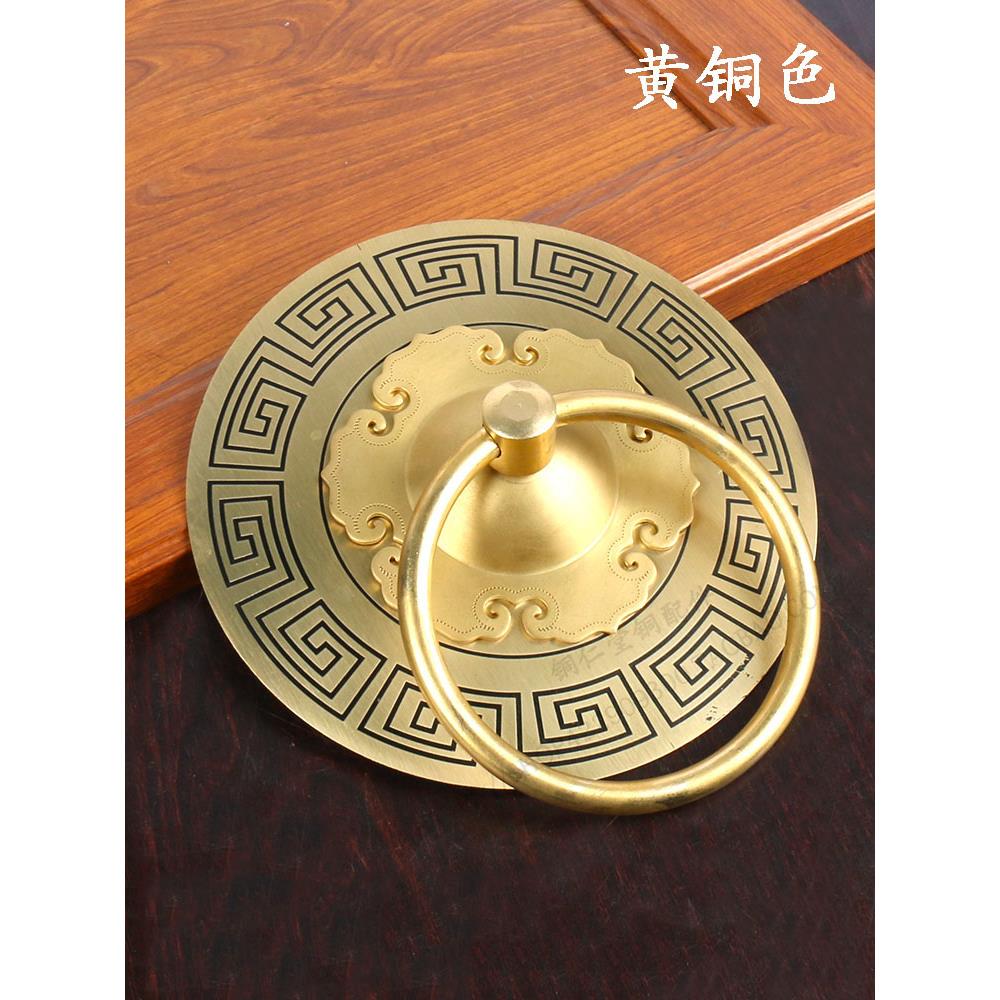 中式回纹铜门环铜装大门拉手纯饰铜式复古典全门把手仿老古铜配件